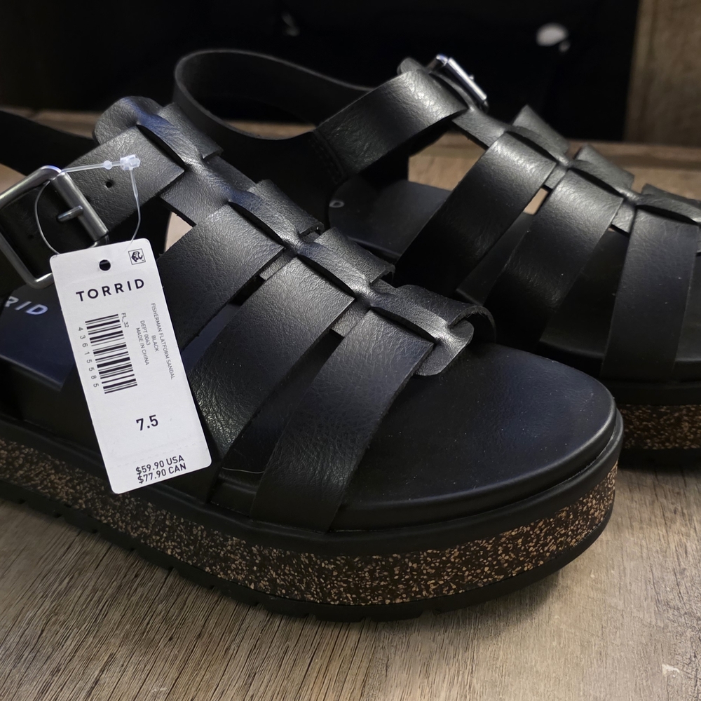 Torrid Black Chunky Sandals with Criss-Cross Straps
